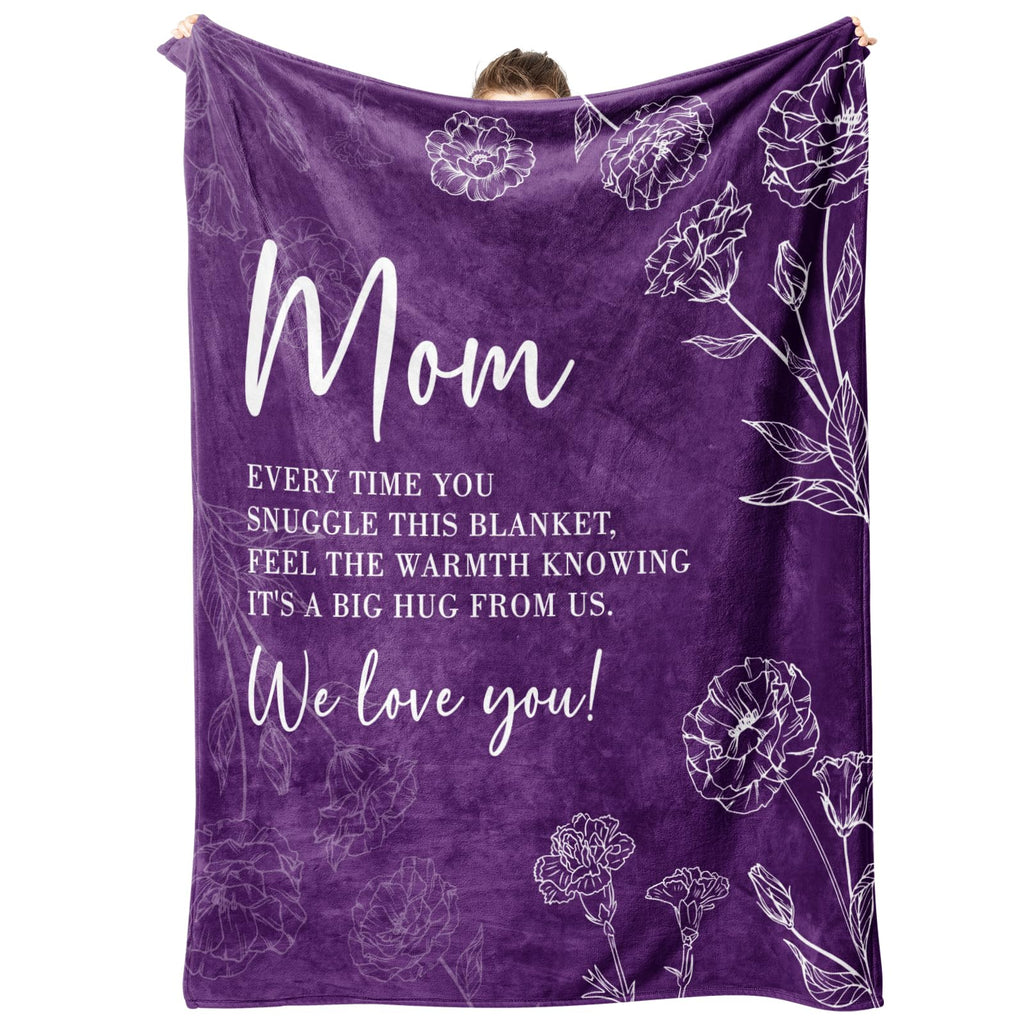 GiltGlimmer Mom Birthday Gifts, Mom Floral Blanket Purple, 60" x 50"