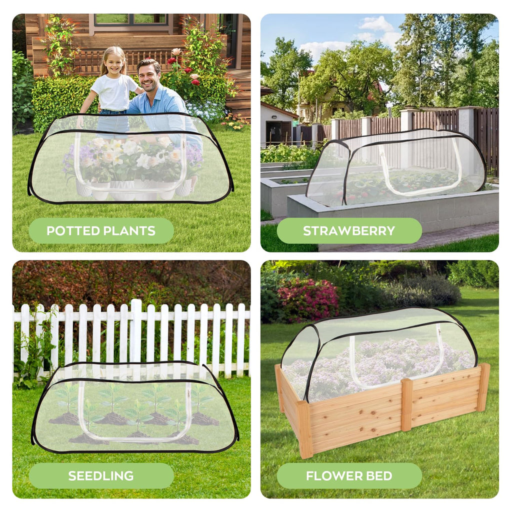 2Pack 45''x22''x18'' Pop Up Raised Garden Bed Cover -Instant Plant Protection Against Bird, Pests & Squirrel，Plant Net Cover for Raised Bed with Zipper Door for Protecting Vegetable Row
