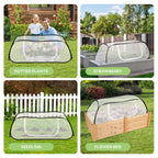 2Pack 45''x22''x18'' Pop Up Raised Garden Bed Cover -Instant Plant Protection Against Bird, Pests & Squirrel，Plant Net Cover for Raised Bed with Zipper Door for Protecting Vegetable Row