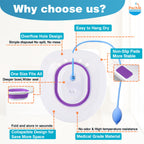 Pochik Sitz Bath for Toilet Seat Hemorrhoids and Postpartum Care, Yoni Steam Seat, Perineal Soaking, Collapsible, Flusher Hose, Drain Holes, Wider Seating Area - Purple