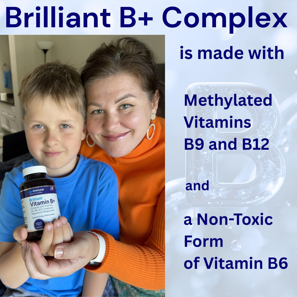 Magnesium Folate AgeImmune Vitamin B Complex with Vitamin D3 B12 B6 Magnesium ...
