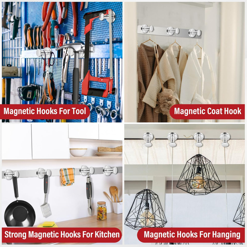 Buelkmag Magnetic Hooks for Cruise Cabins Strong Magnets Hooks Silver 150Lb