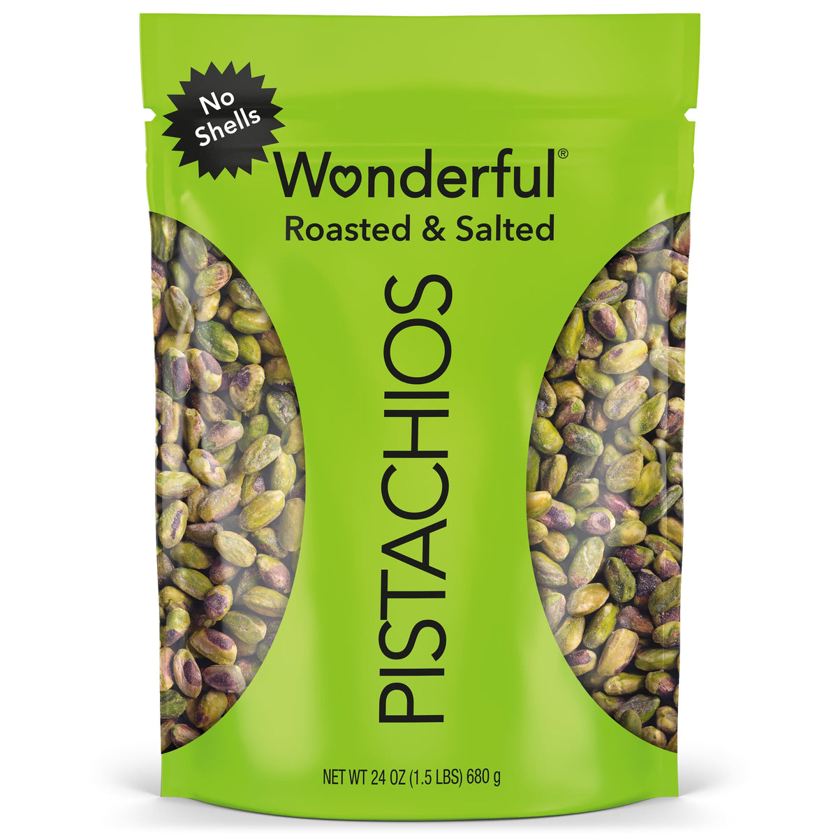 Wonderful Pistachios No Shells, Roasted & Salted Nuts, 24 Ounce Bag