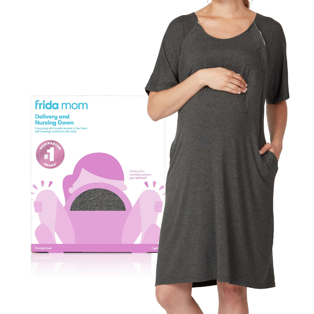 Frida Labor and Delivery Gown for Hospital, Easy-Snap, Tagless Gown