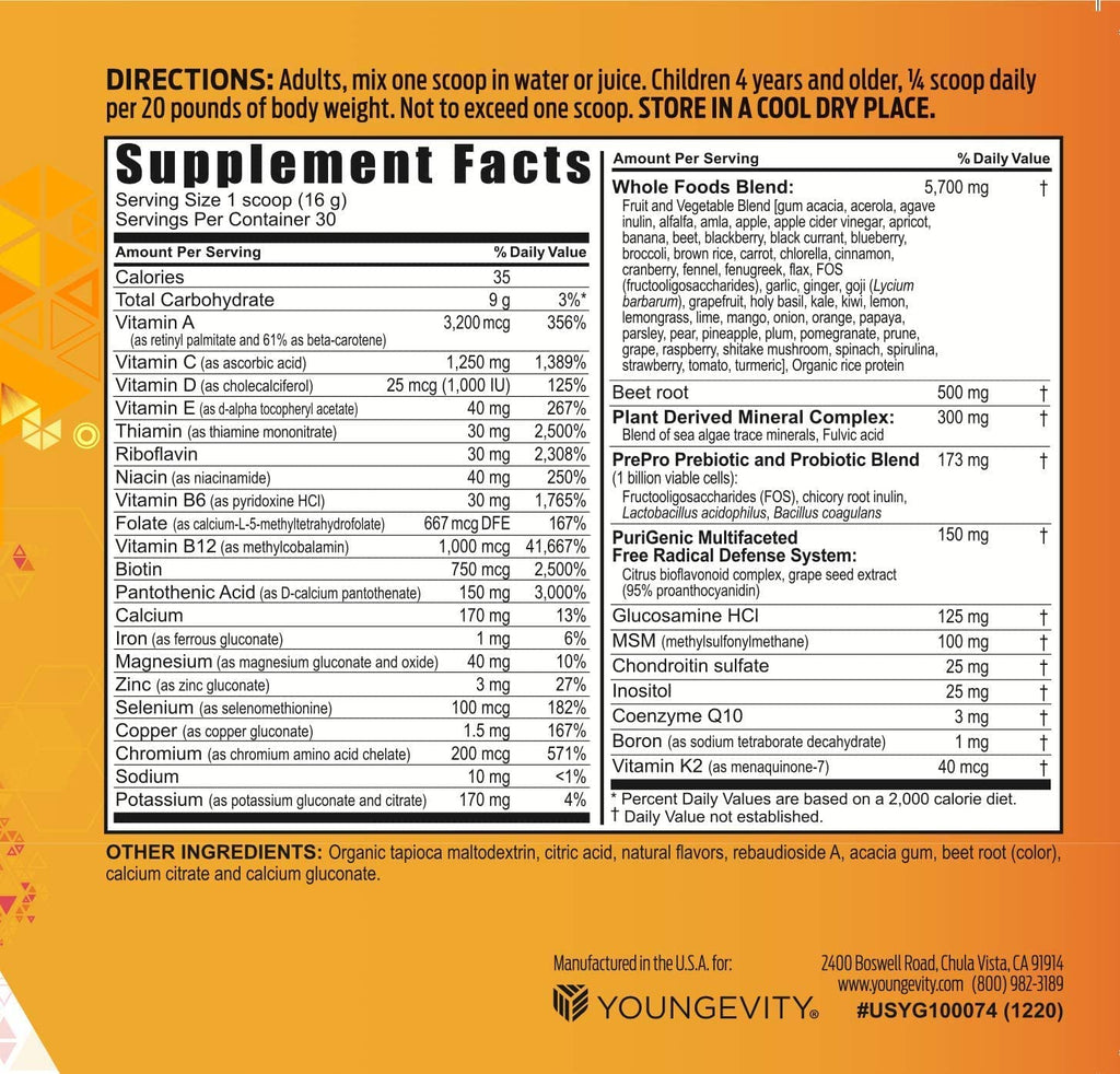 Youngevity Beyond Tangy Tangerine 2.5 Tropical Tangerine Ultimate Multi-Vitamin & Mineral Complex - Made With Natural & Whole Foods | 8,000 ORAC (2)