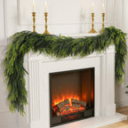 N&T NIETING 9FT Christmas Norfolk Pine Garland Real Touch Artificial Greenery Garlands Faux Winter Garland for Mantle Fireplace Table Stair Front Door Indoor Outdoor Holiday Xmas Decorations (1 Pcs)