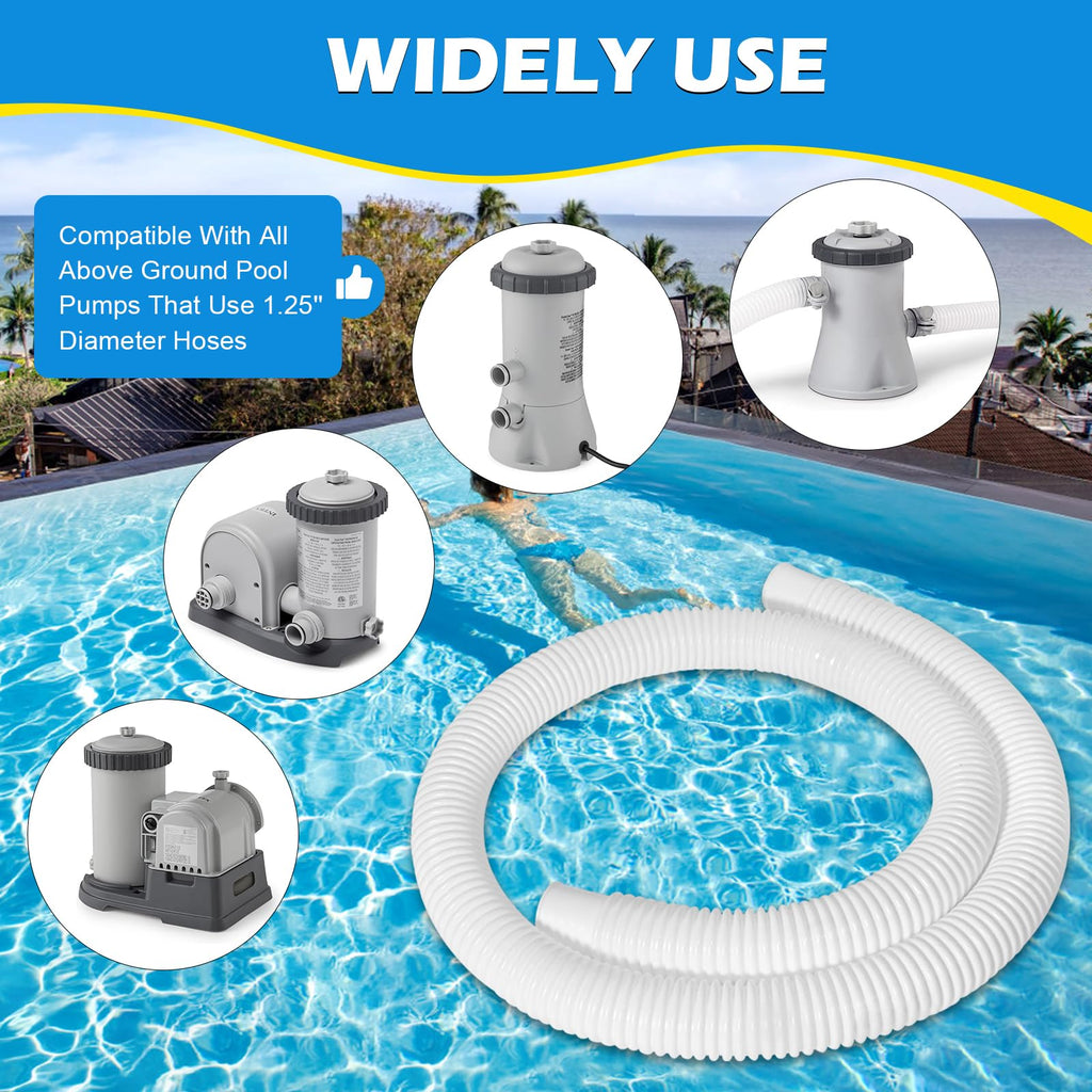 4 Pcs 1.25" Pool Hose, 59" Long Accessory Pool Pump Replacement Hoses, Compatible with All Above Ground Pool Filter Pumps that Use 1 1/4 Diameter Hoses