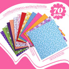 Tudomro 70 Pcs 10 x 10 Cotton Fabric Square for Quilting, Floral