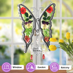 KY&BOSAM Mom Gift Butterfly Glass Pressed Flowers Suncatcher Window Hanging