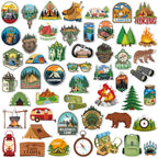 Cunno 100 Pcs Camping Pins Funny Outdoors Camp Adventure Brooch Pins Lapel Pin for Camping Adventure Birthday Party Decorations Gift Hat Jacket Clothes Backpacks Decor Accessories