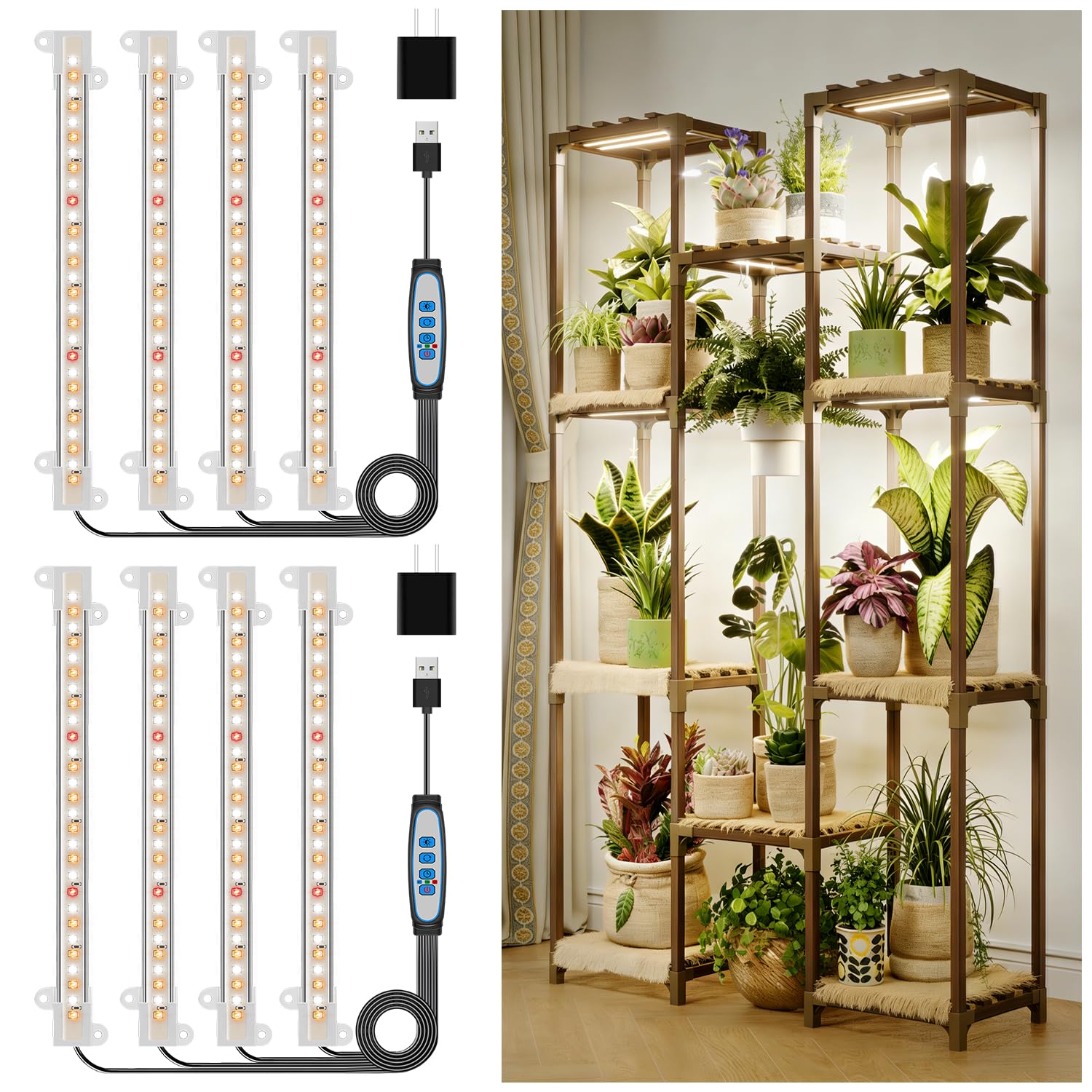 Kullsinss 8in Grow Lights Strips for Indoor Plants, 112 LEDs Plant Light