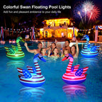 Arrowbash 2 Pack 4th of July Inflatable Swan Floating Pool Lights 19 x 16 Inch Led Patriotic Inflatable Floating Pool Lights Red White and Blue Glow in The Dark Pond Decoration for Memorial Day Party