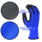 Evridwear Crinkle Latex Rubber Coated Safety Work Gloves for Men Women