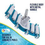 U.S. Pool Supply 14" Manual Pool Vacuum Head for Inground Pools, Flexible, Weighted - 6 Weights, Swivel Hose Connection 1.25" or 1.5", Aluminum Pole Handle - Accessory Attachment, Clean Remove Debris