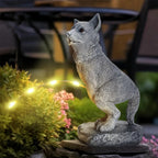 VOFSTAND Dog Statue Garden Decoration with Solar LED Light