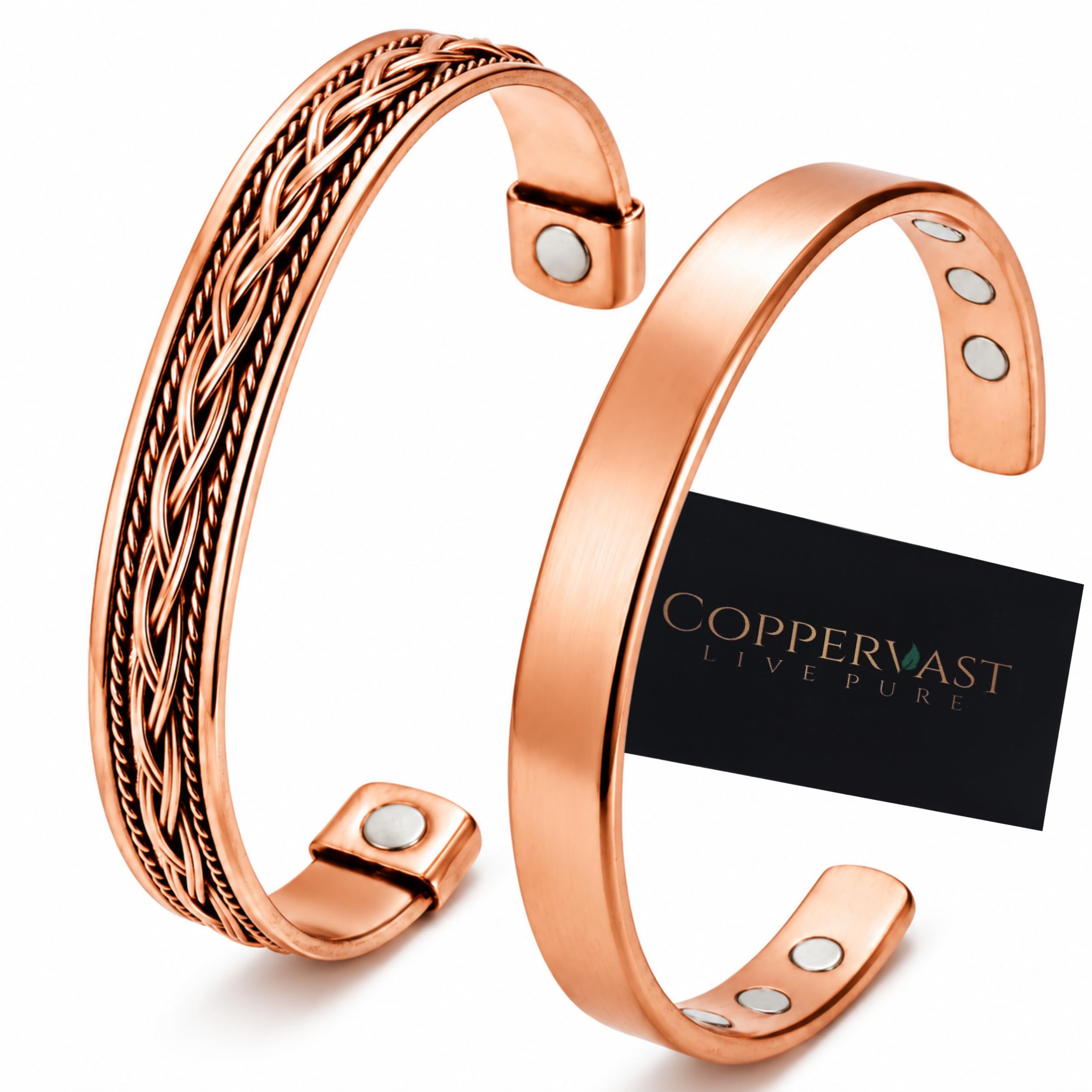 Coppervast Copper Bracelet - Set of 2 | Men & Women | 100% Pure