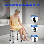 AQUADREA Shower Chair for Inside Shower With Soap box - Height Adjustable Shower Chair for Elderly and Disabled with Removeable Back & Enhanced Non-Slip Feet - Lightweight Aluminum Construction - Blue