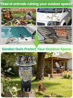 Owl Decoys to Scare Birds Squirrels Away, 360 Rotating Head Activated