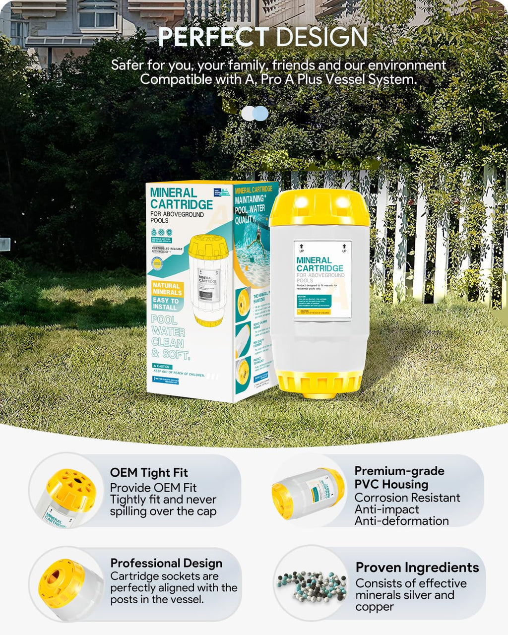 W28165 Replacement for Nature2 A30 Mineral Cartrigde W28166 for All A, Pro A Plus Vessel System AboveGround Pool, for up to 30,000 gallons Pool, 2704-010, 300379