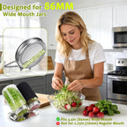 XUNWKONGG Sprouting Jar Kit, 2 Pack Sprouting Kit with Stainless Steel Screen Sprouting Lids, Glass Mason Jars & Light-Blocking Sleeves, Seed Sprouting Kit for Broccoli Sprouts, Bean Sprouts, Alfalfa