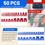 50PCS Thread Checker Kit – SAE & Metric Bolt Thread Checker, Nut & Bolt Size Finder Tool (27 SAE + 23 Metric) – Thread Gauge for Quickly Identifying Screw, Nut, and Bolt Sizes