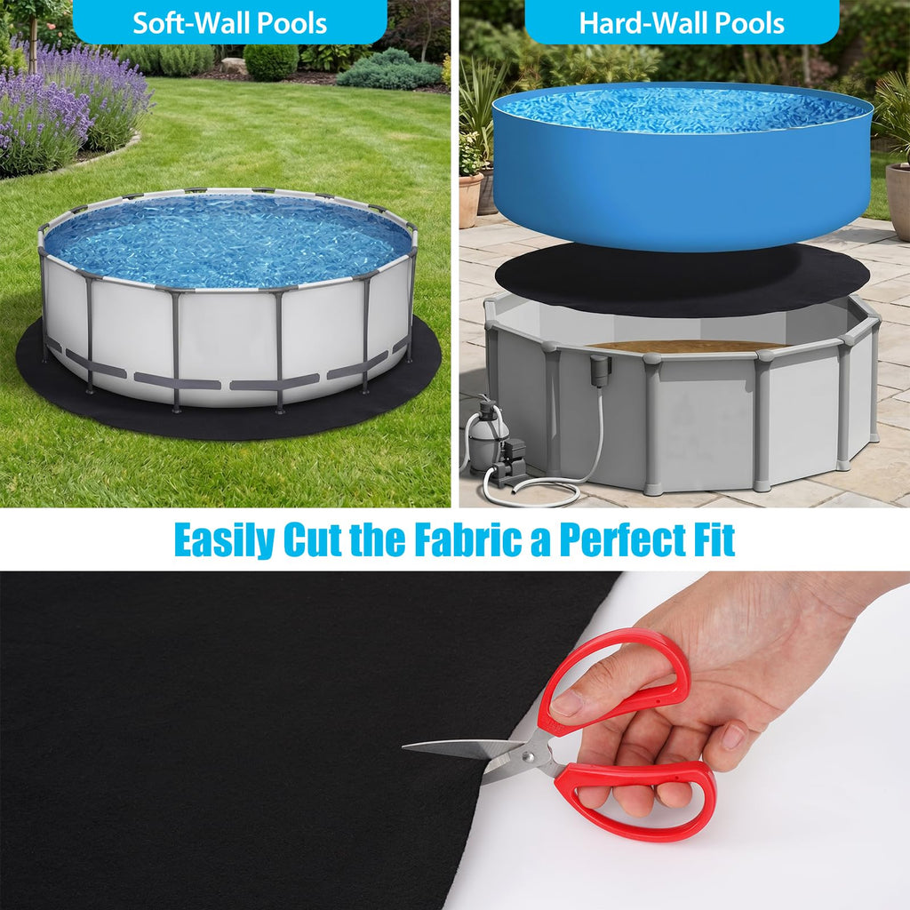 Winnergo 15 FT Round Pool Liner Pad for Above Ground Pools, Durable Pool Mat with Geotextile Material for Pool Bottom Strong Eco-Friendly Padding Under Pool Pad Protection,Prevents Punctures,Black