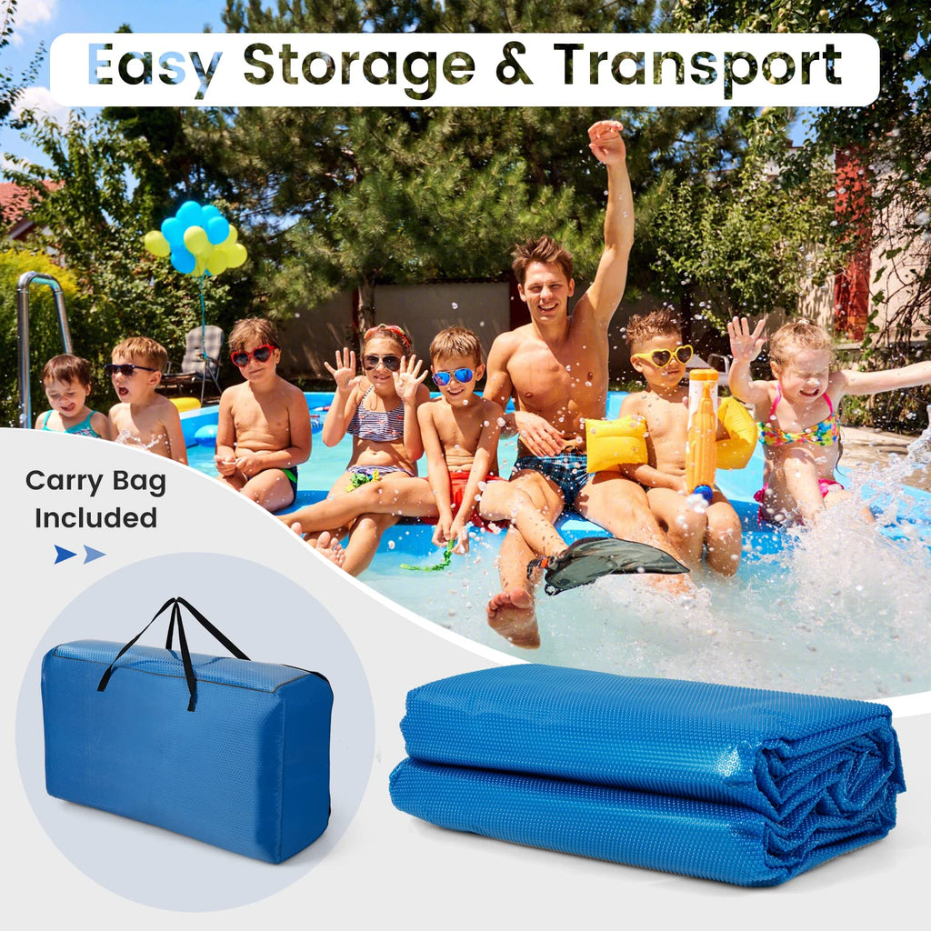 Goplus Pool Cover, 20 x 40 FT Solar Blanket 12 Mil with Carrying Bag for In-Ground and Above-Ground Swimming Pools, Rectangle Hot Tub SPA Thermal Blanket, Blue Bubble