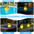 KingSom 2025 Upgraded Pool Chlorine Floater, Duck chlorine Floaters with Light, Solar Chlorine Floaters w/Adjustable Flow, Large Capacity Floating chlorines Dispenser for Pools,pool Chlorinator,Yellow