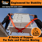 Forearm Forklift Shoulder Harness – Standard - Lift and Move Furniture, appliances, Supports up to 800 lb. Moving Harness Set, 2 Harnesses and 2 Center Straps that are ea 9’4” Long, 1 Pack, Orange