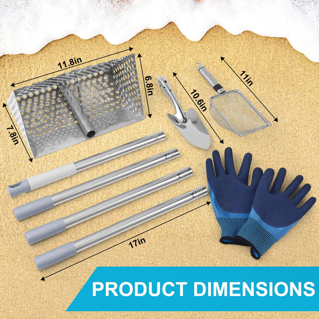 Sand Rake for Beach,, 65 Inches Long Handle Sand Sifter for the Beach