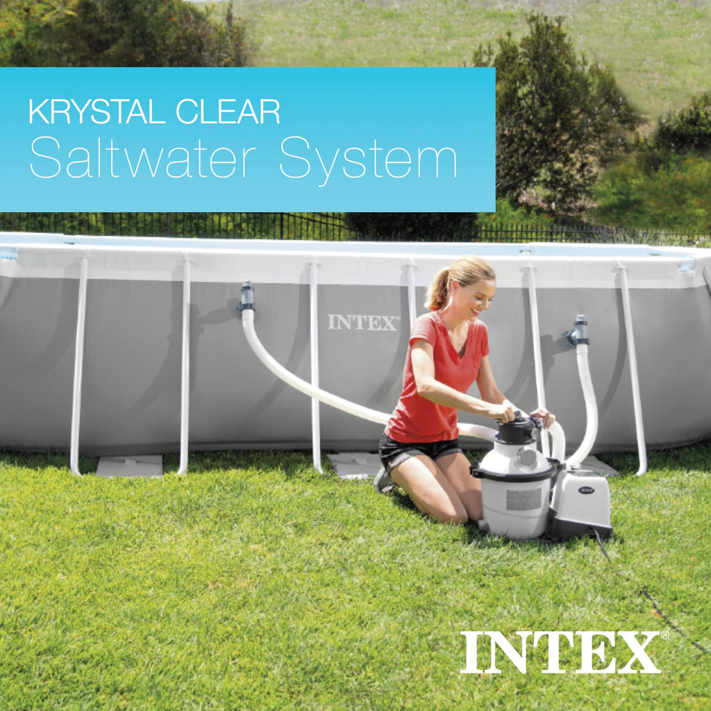 INTEX 2,650 GPH Krystal Clear Sand Filter Pump and Saltwater Pool Chlorine System for Above Ground Pools, Pool Cleaner System with Automatic Timer
