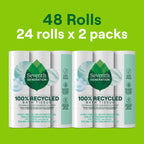 Seventh Generation Toilet Paper, 100% Recycled 2-Ply Bath Tissue, 2 Pack x 12 Rolls of 240 Sheets, Extra Soft, Strong for Home & RV, Whitened without Chlorine Bleach, No Dyes, Fragrances, Septic Safe