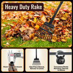 Small Rakes for Garden Beds,11 Tines Heavy Duty Metal Yard Hand Rake with 63in Adjustable Handle,Ideal Gardening Rakes for Gathering Leaves,Shrub,Dog Poop,Garden Flower Beds
