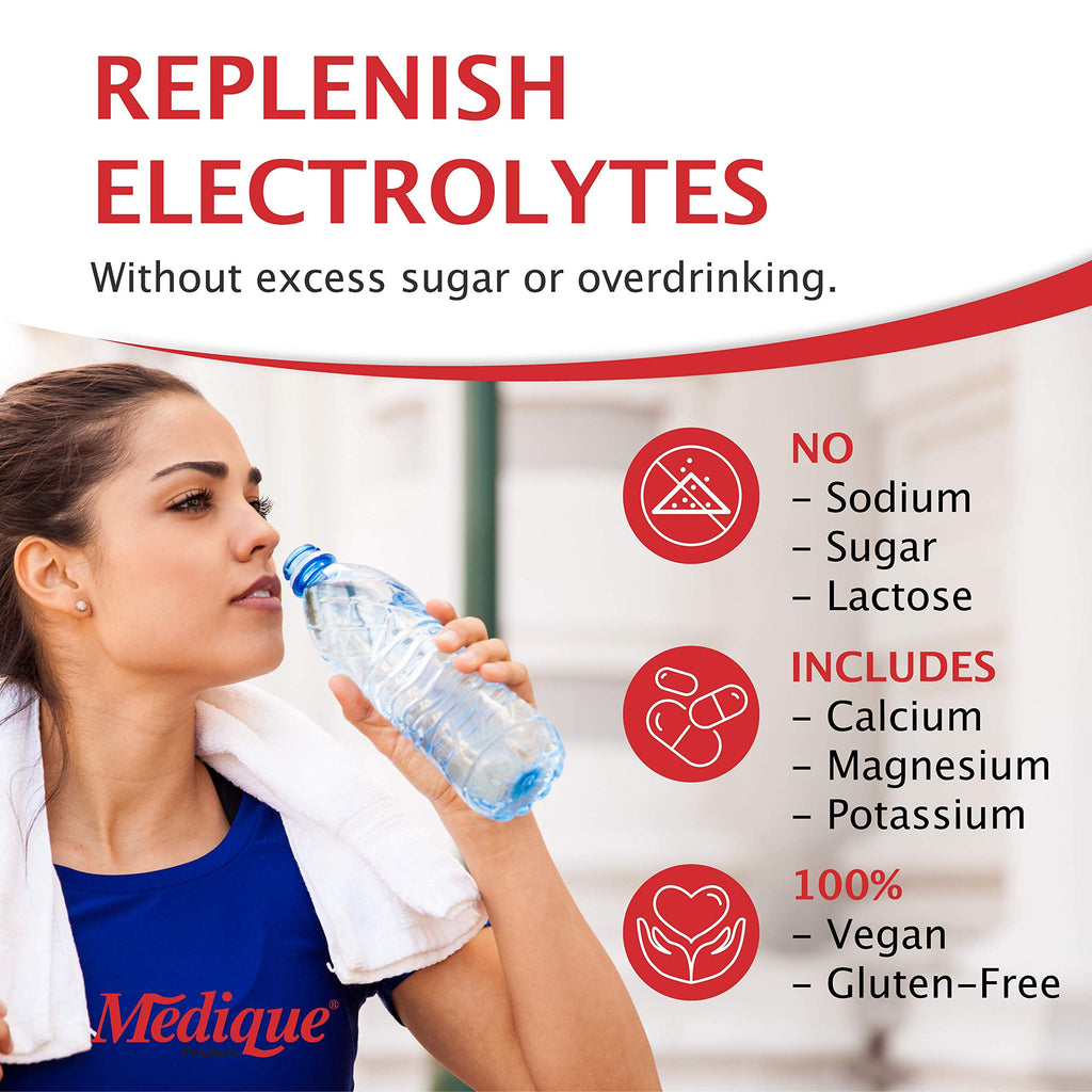 Medique Medi-Lyte Electrolyte Replenisher, Fast Relief from Heat, Stress, Fatigue, and Muscle Cramping, Easy to Swallow Tablets, 500 Tablets (250 x 2)