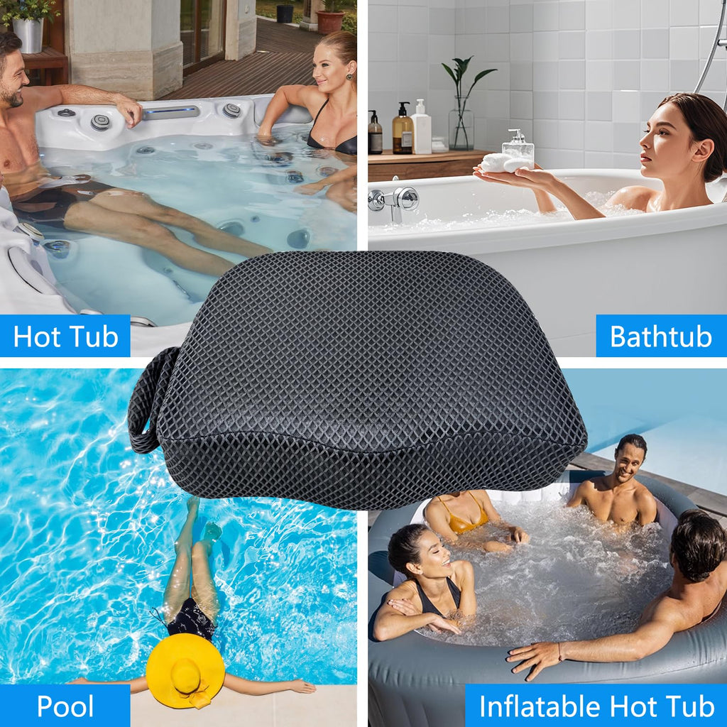 REEZEIVI Hot Tub Booster Seat for Adults,5 Inch Thick SPA Cushion,Weighted Hot Tub Cushion with Non-Slip Bottom,Quick Dry Spa seat,Washable 3D Mesh,Inflatable Hot Tub,Pool, Bathtub(Grey Green)