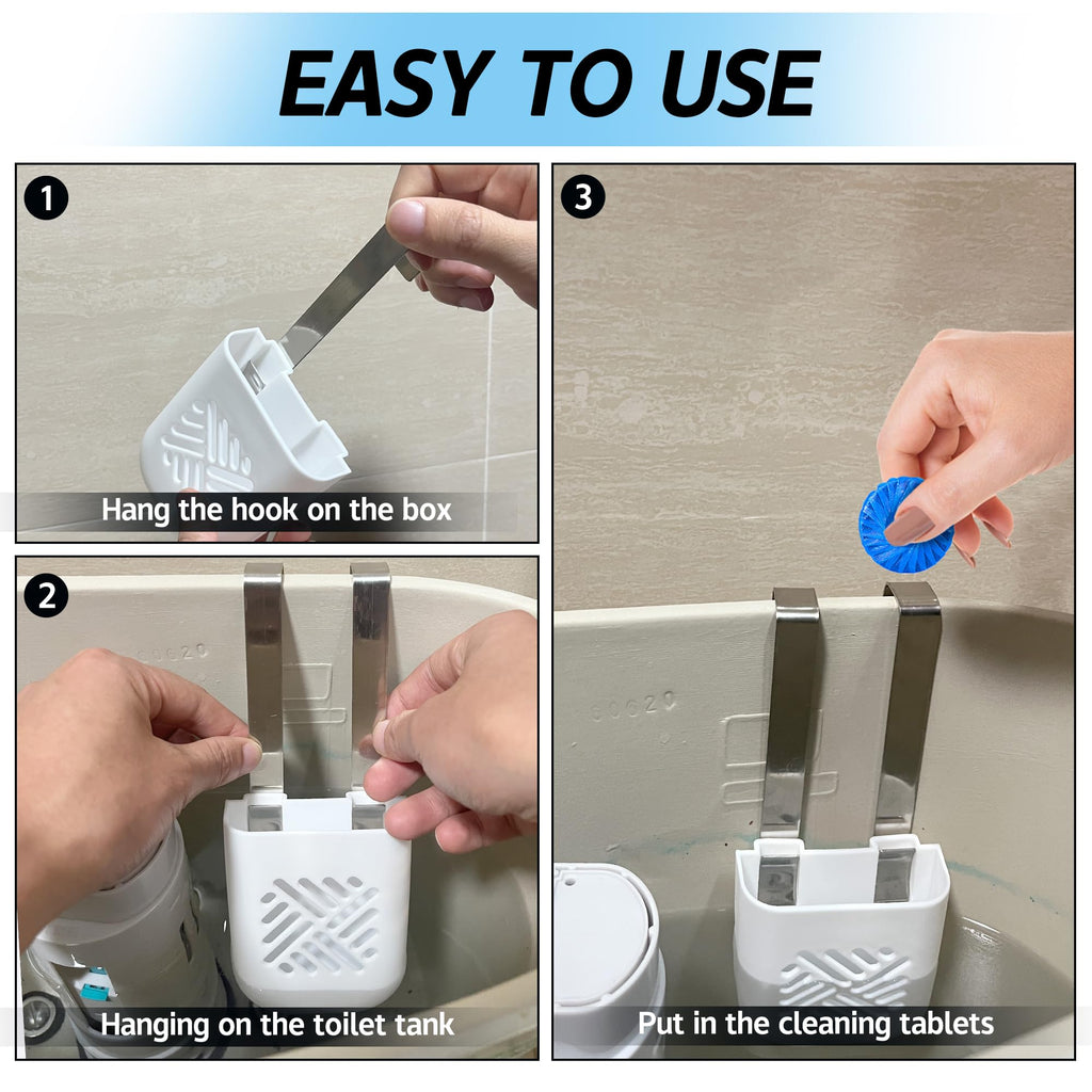 moonoom 2Pcs Toilet Tank Cleaning Tablet Holder,3.7'' x 2.9'' x 0.7'' Toilet Tank Bleach Tablet Bracket, Hanging Toilets Bowl Cleaner Carrier for Preventing Dissolved Residue From Polluting Water Tank