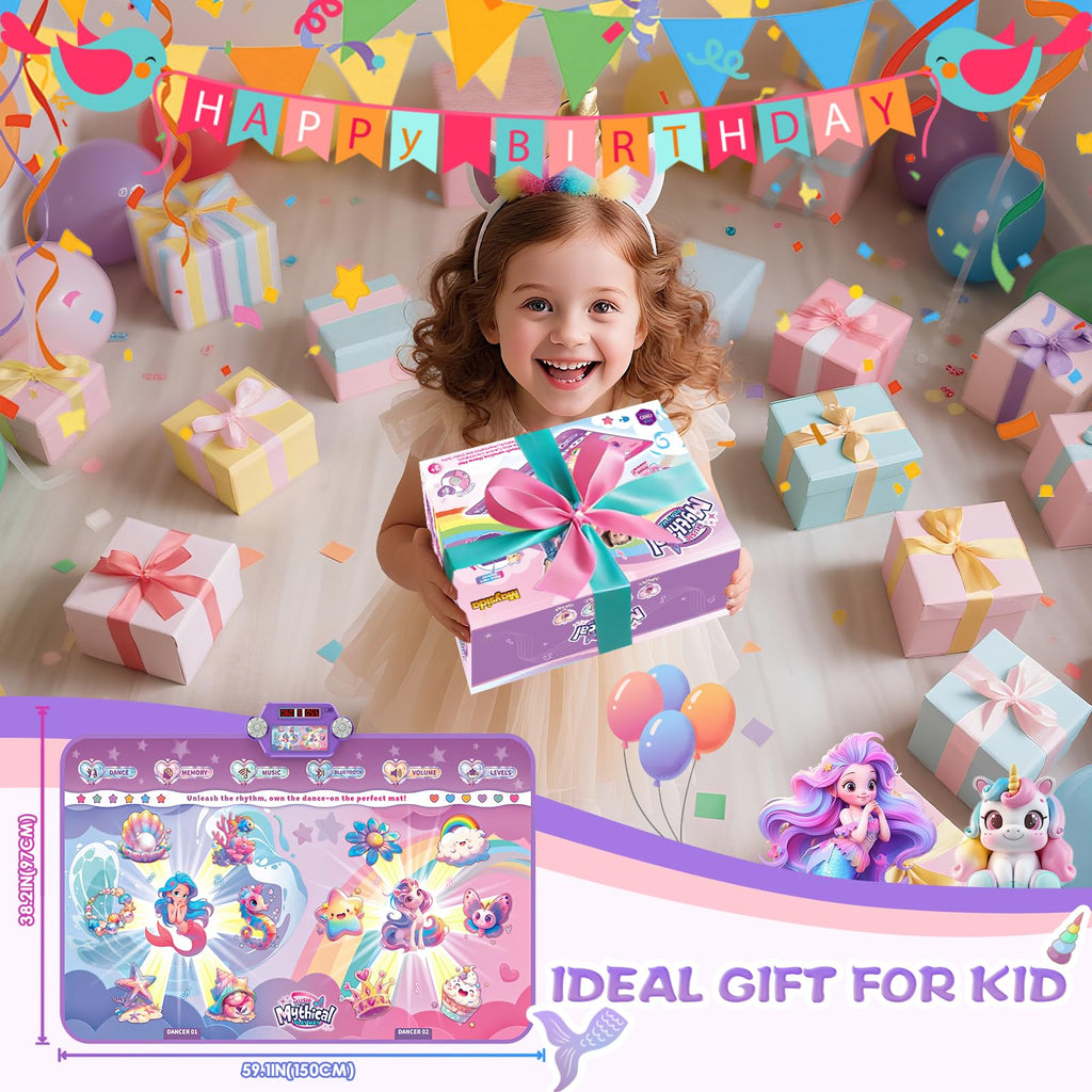 Extra Large Dance Mat for Kids, Rechargeable Electronic Dance Mats Toy with Light-up 12 for Girls, Pink Dance Pad Challenge Games Christmas Birthday Gifts Ideas for Kid Ages 3-12