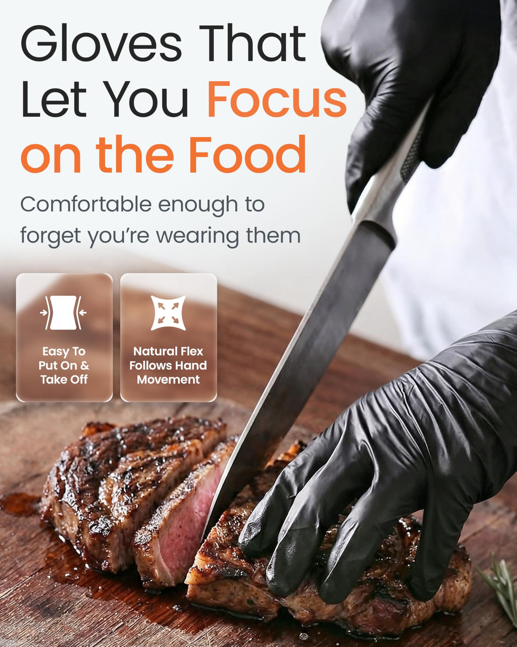 Protectmate 5 Mil Black Nitrile Gloves for Food Prep - Textured Food Prep Gloves - Food Handling Gloves Disposable Latex Free Gloves for Cooking, Catering, Food Service - Large (Box of 100)