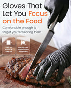 Protectmate 5 Mil Black Nitrile Gloves for Food Prep - Textured Food Prep Gloves - Food Handling Gloves Disposable Latex Free Gloves for Cooking, Catering, Food Service - Large (Box of 100)
