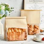 Ohuimrt 100 PCS Paper Bread Bags for Homemade Breads, 11 x 8.7 x 4.3 Inches Kraft Bakery Bags with Tin Tie Tab Lock Sourdough Bread Bags with Window Baked Foods Packaging