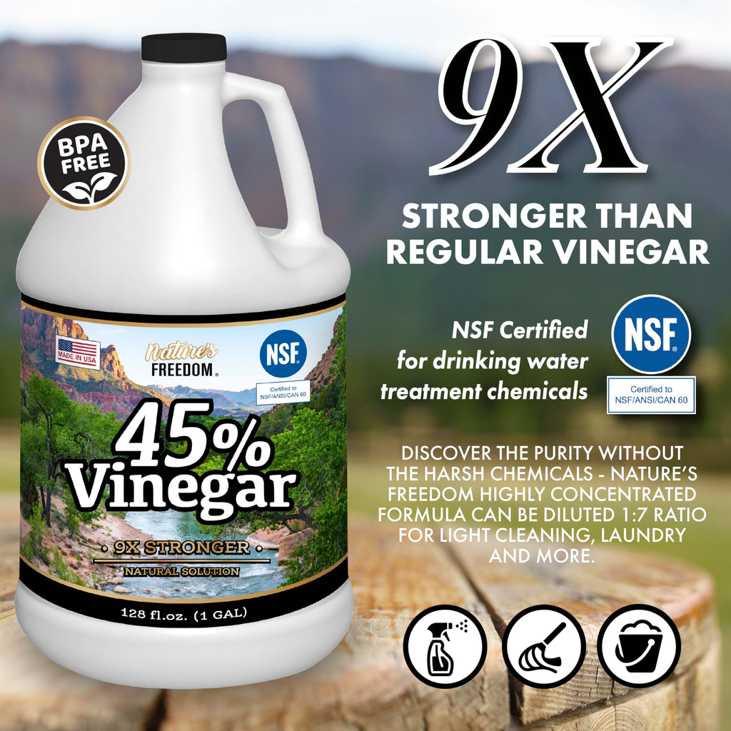 Nature's Freedom 45% Concentrated Vinegar, NSF Certified, 1 Gallon with Garden Pump Sprayer