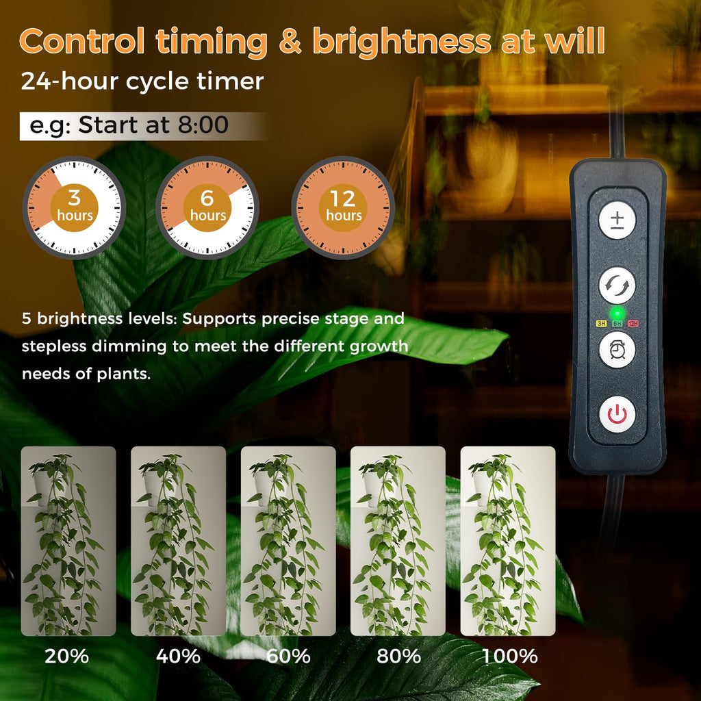 boostool 2 Pcs Grow Lights for Indoor Plants, 44W 384 Led Full Spectrum Plant Light, 5.4FT Adjustable Length Standing Grow Light with Timer/Six Leg Base for Greenhouse/Garden
