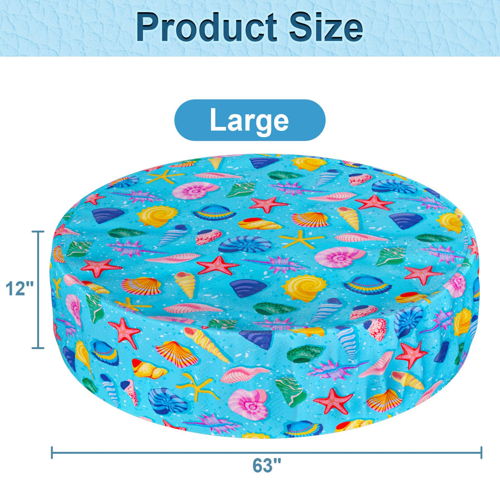 Docuwee Round Dog Pool Cover 63"(5ft), Foldable Kiddie Solar Cover Fit Dog Collapsible Swimming Pool, Pets Kids Bath Tub, Anti-UV Dustproof Safety Pool Covers, Starfish Patterns