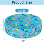 Docuwee Round Dog Pool Cover 63"(5ft), Foldable Kiddie Solar Cover Fit Dog Collapsible Swimming Pool, Pets Kids Bath Tub, Anti-UV Dustproof Safety Pool Covers, Starfish Patterns