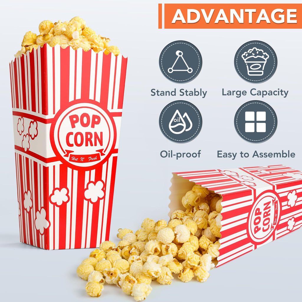 VOISEN Popcorn Boxes,20 Pack Popcorn Bucket Containers