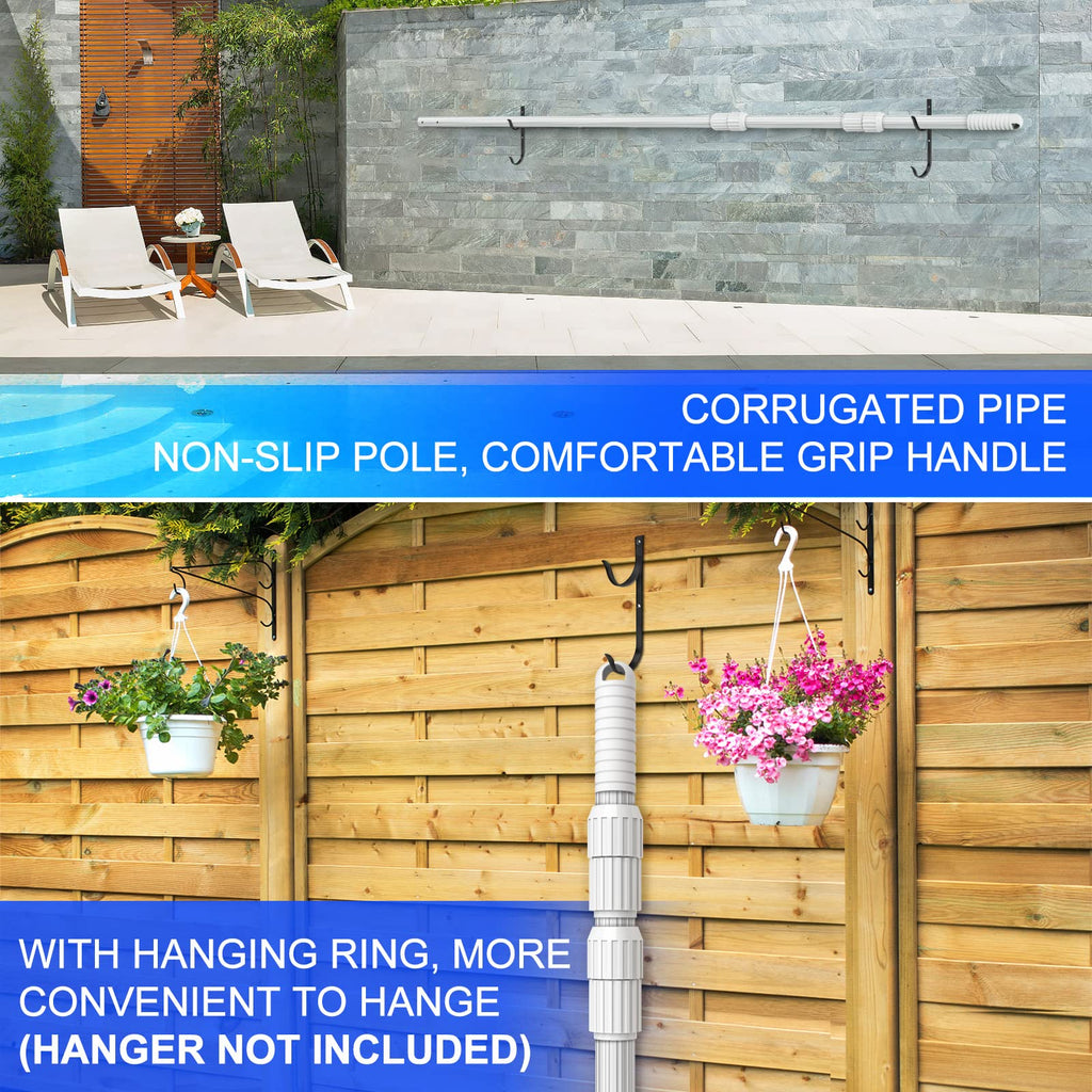 Upgraded Pool Pole 16.5 Foot Telescopic Swimming Pool Poles,Adjustable Telescopic Pool Cleaning Pole,Professional Pole for Skimmer Net,Rake,Brush,Vacuum Head,Heavy Duty Aluminum Thicken 1.3mm Pole