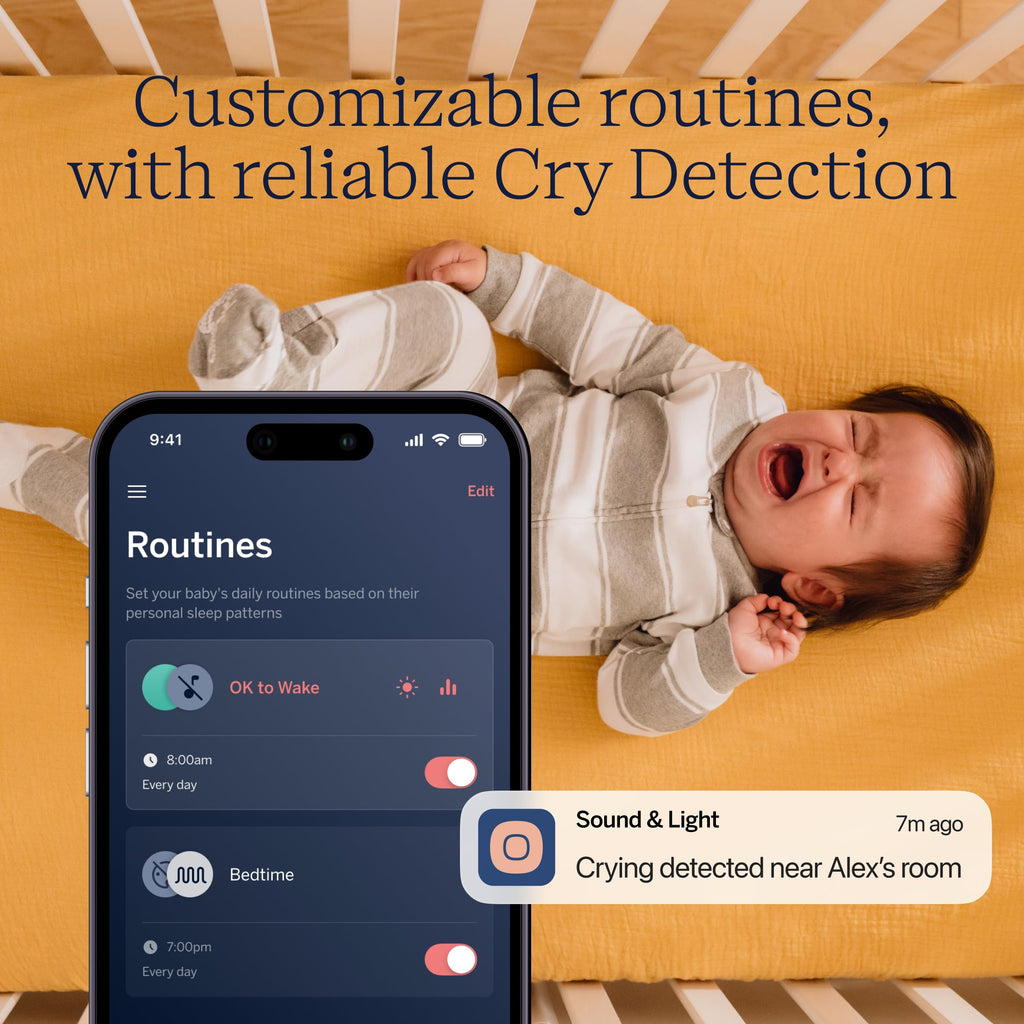 Nanit Sound and Light Smart Baby Night Light and Sound Machine | Audio Monitor | Cry Detection Alert Feature | OK to Wake Alarm Clock for Kids | Temp & Humidity Tracking | Rechargeable Battery | WiFi