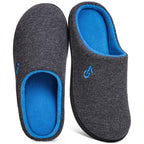 VeraCosy Men's Two-Tone Cozy House Slippers Dark Gray/Blue, 11-12 US