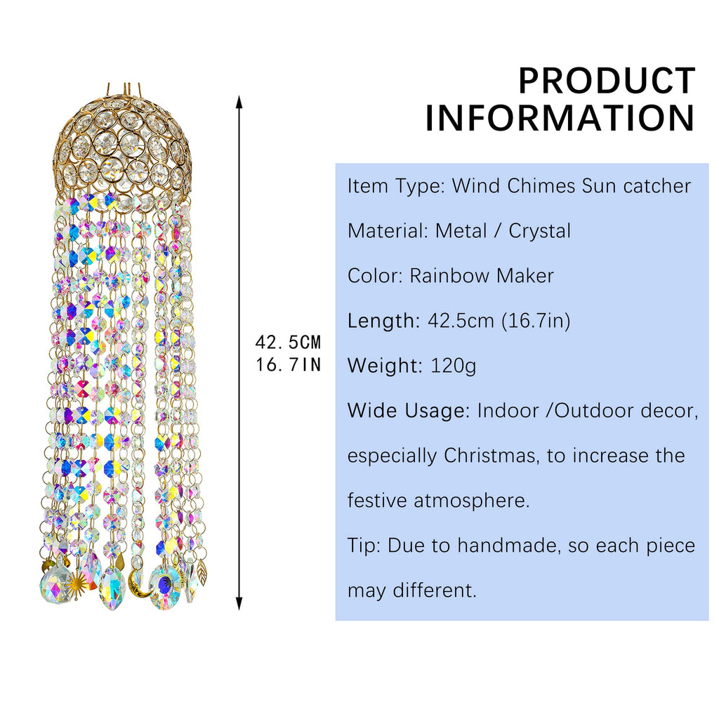 YU FENG Crystal Suncatcher Wind Chimes Window Hanging Rainbow Maker