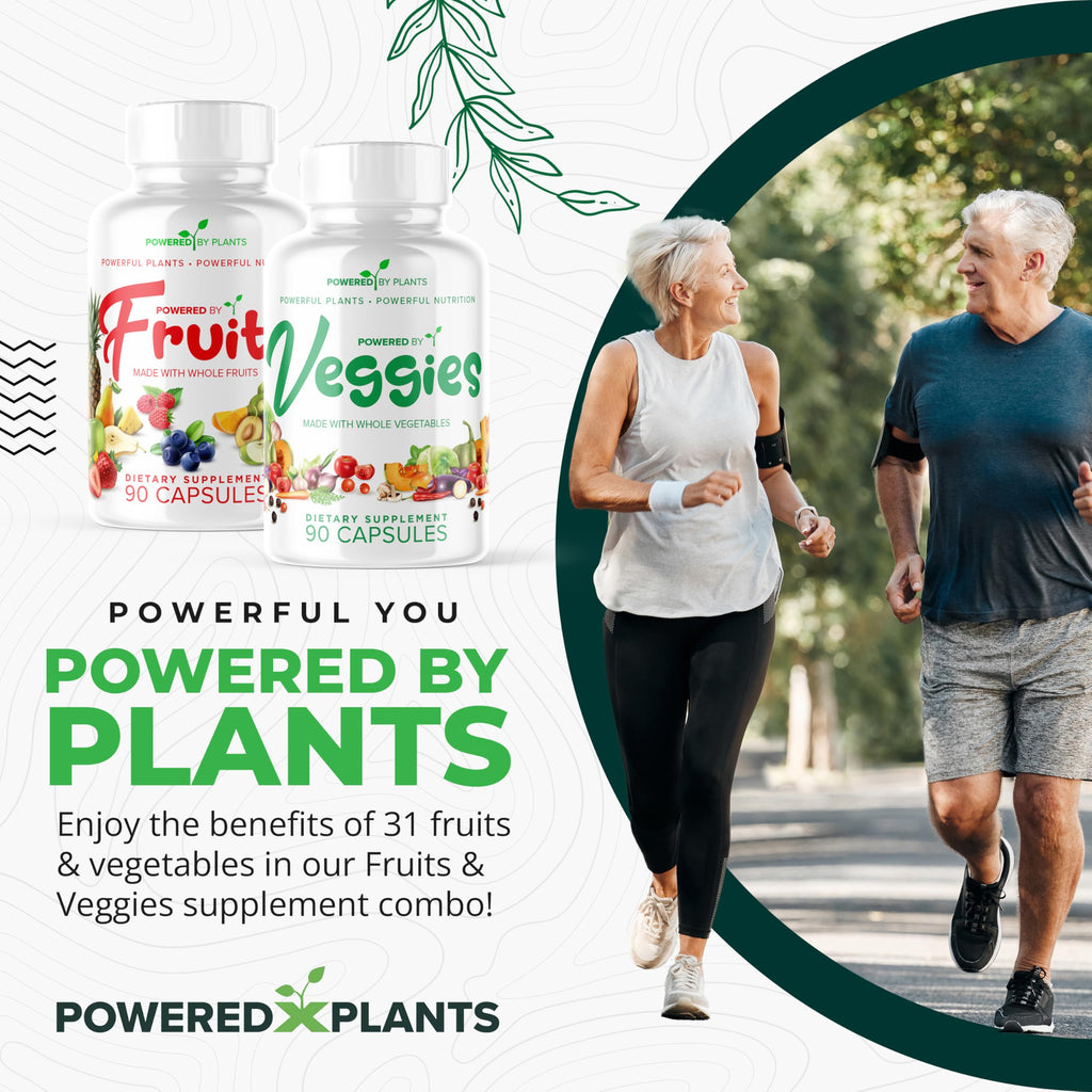 POWERED X PLANTS Fruits & Veggies Capsules - Natural Superfood Packed with Vitamins & Minerals - Fruit & Vegetable Supplements for Adults Pack of 6, 90 Capsules Each
